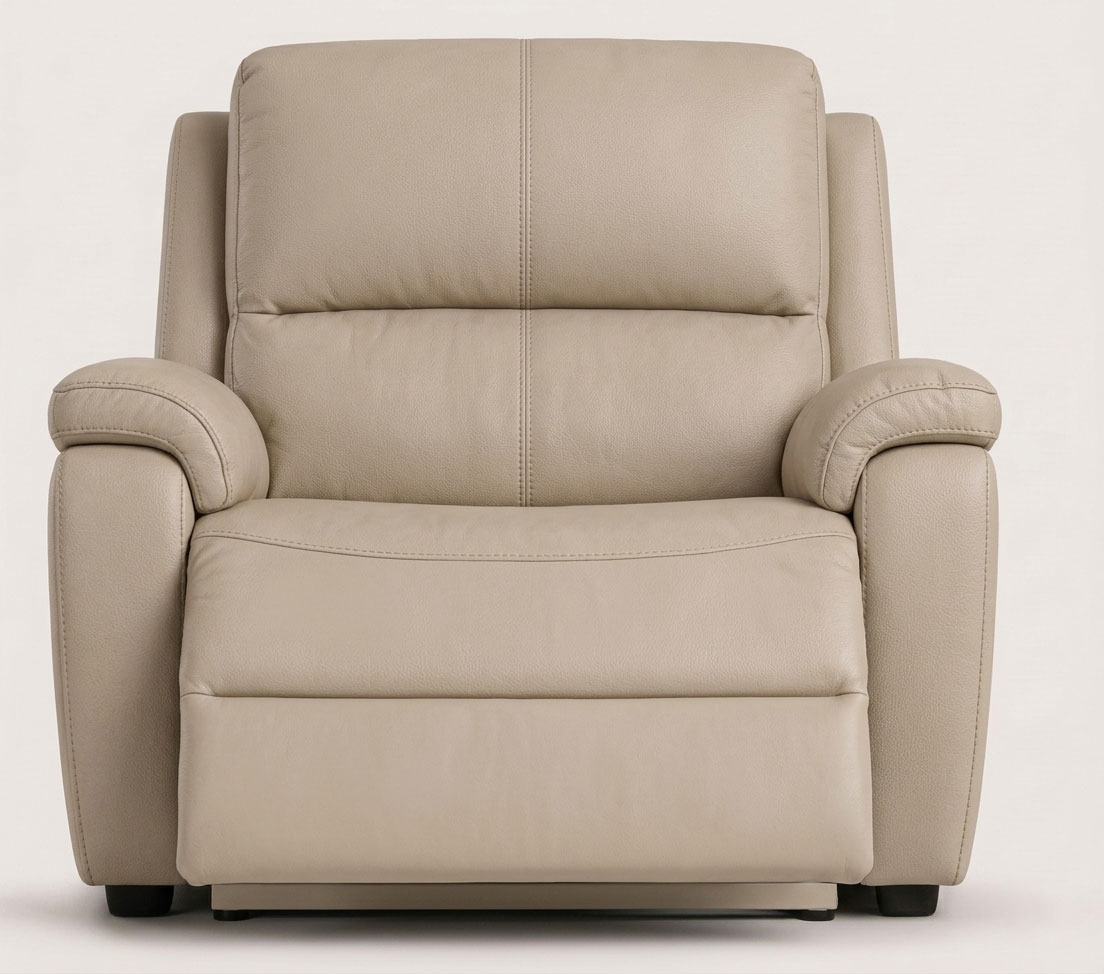 Traditional recliner with one cohesive full-width footrest.